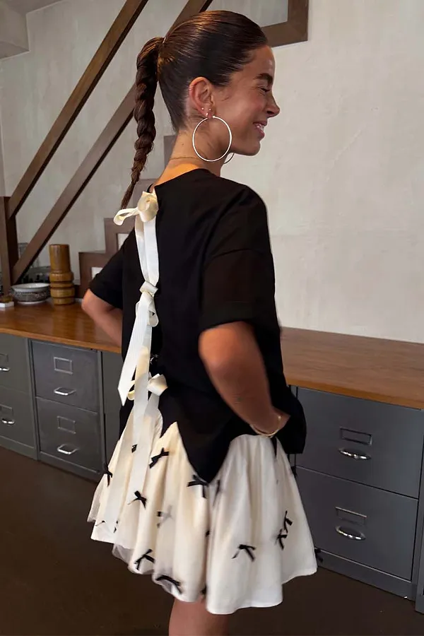 Never Fully Dressed Black Bow Mini Monika Skirt