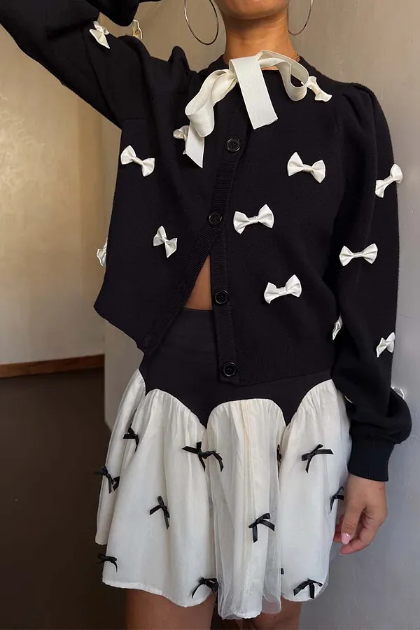 never fully dressed Black Bow Sophie Cardigan