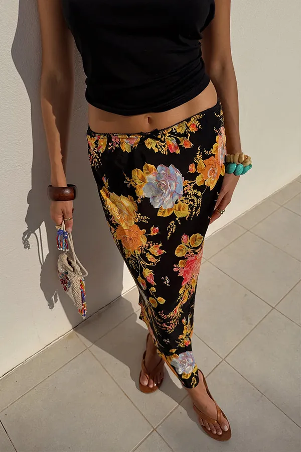never fully dressed Black Floral Sofia Maxi Skirt