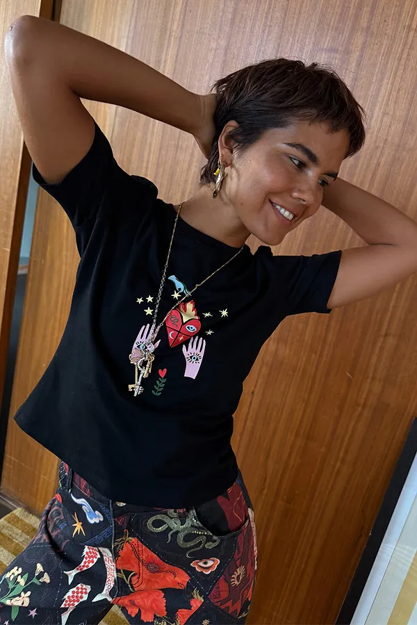 never fully dressed Black Heart Baby T Shirt