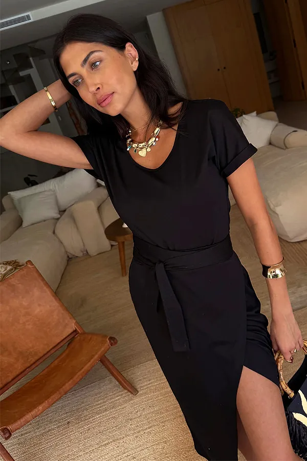 Never Fully Dressed Black Jesse Jersey Wrap Dress