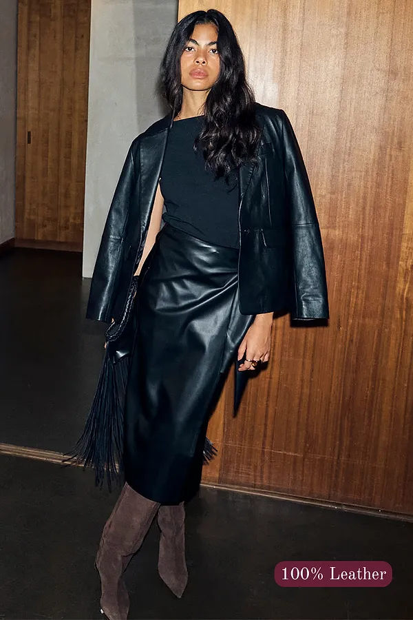 never fully dressed Black Leather Blazer