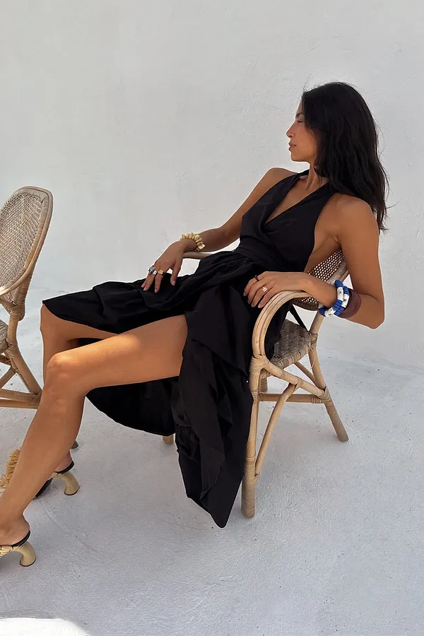 Never Fully Dressed Black Matilda Wrap Dress