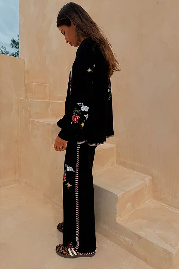 Never Fully Dressed Black Night Garden Knit Jogger