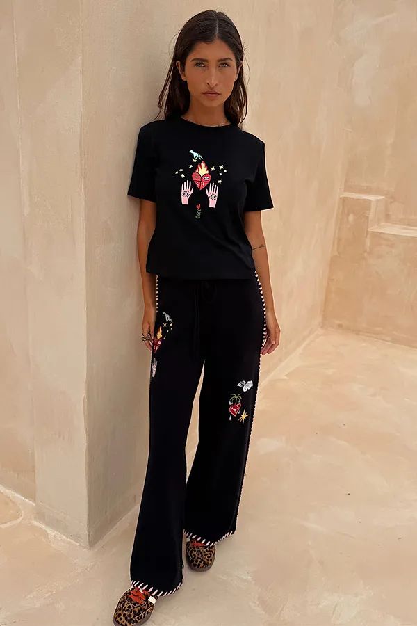 Never Fully Dressed Black Night Garden Knit Jogger