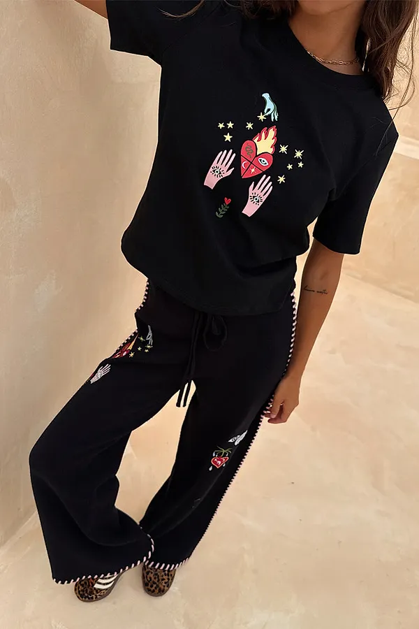 Never Fully Dressed Black Night Garden Knit Jogger