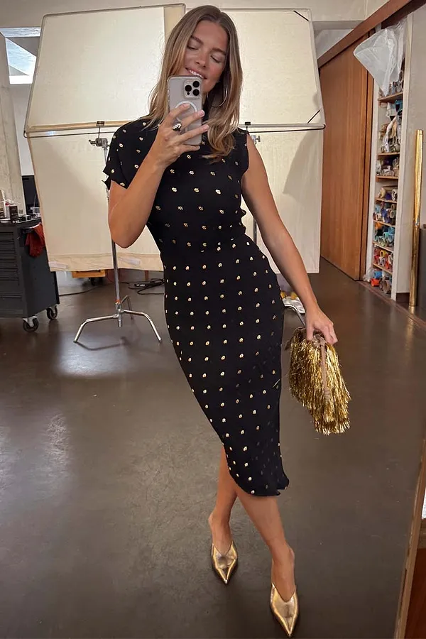 Never Fully Dressed Black Plisse Desiree Dress