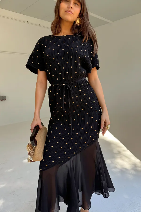Never Fully Dressed Black Plisse Fifi Dress