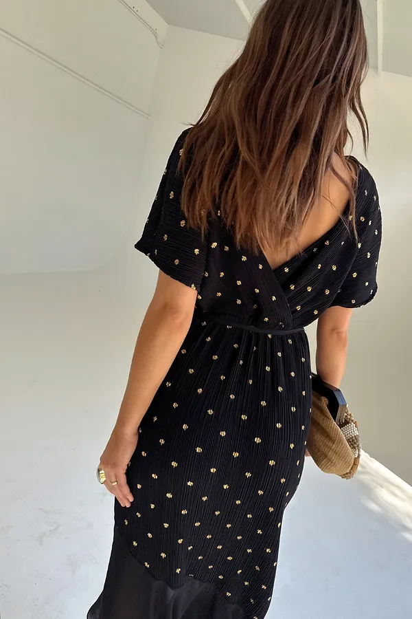 Never Fully Dressed Black Plisse Fifi Dress