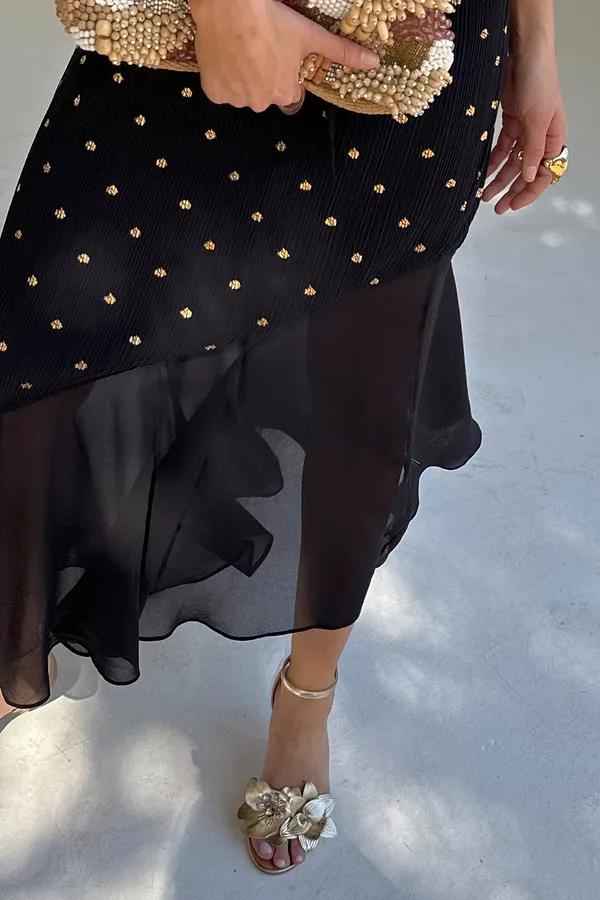 Never Fully Dressed Black Plisse Fifi Dress