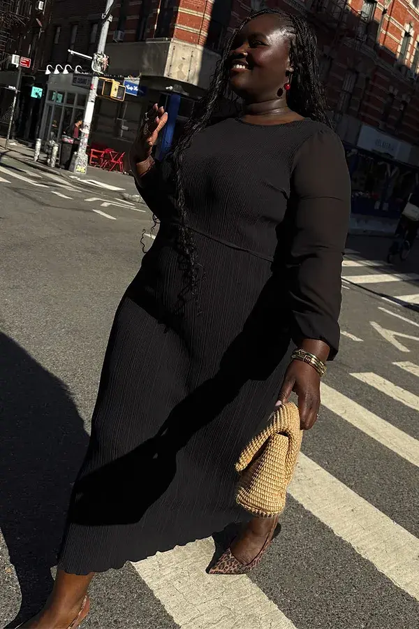 Never Fully Dressed Black Plisse Perrie Dress