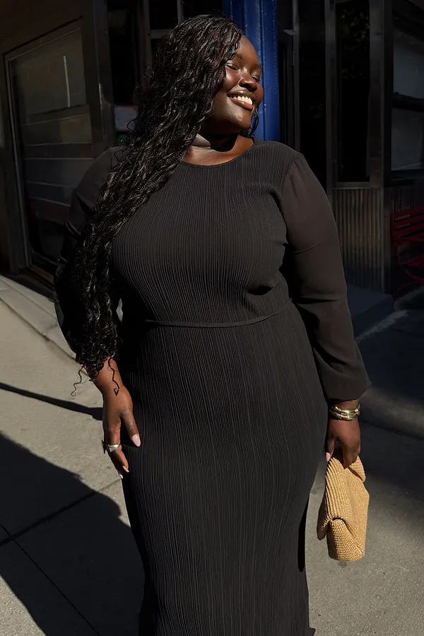 Never Fully Dressed Black Plisse Perrie Dress