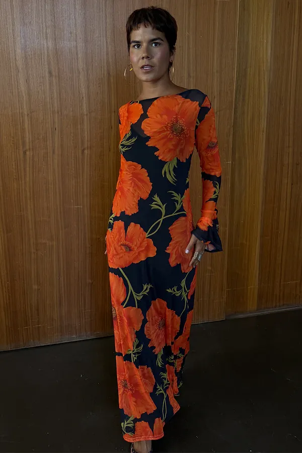 Never Fully Dressed Black Poppy Aria Mesh Dress