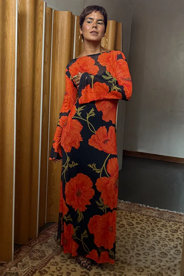 never fully dressed Black Poppy Aria Mesh Dress