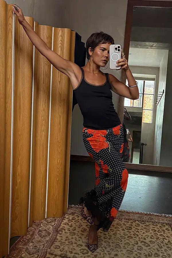 Never Fully Dressed Black Poppy Maeva Midi Skirt