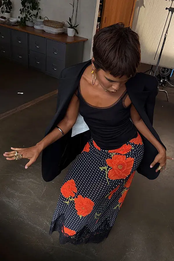 Never Fully Dressed Black Poppy Maeva Midi Skirt