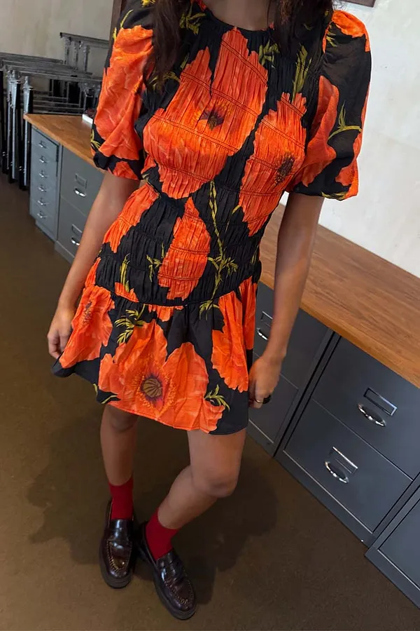 never fully dressed Black Poppy Mini Nara Dress