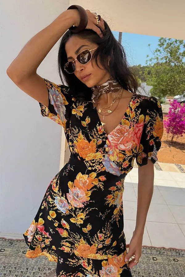 Never Fully Dressed Black Sofia Mini Tea Dress