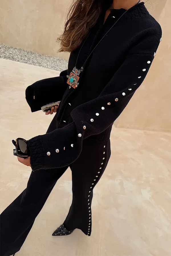 Never Fully Dressed Black Studded Cardigan
