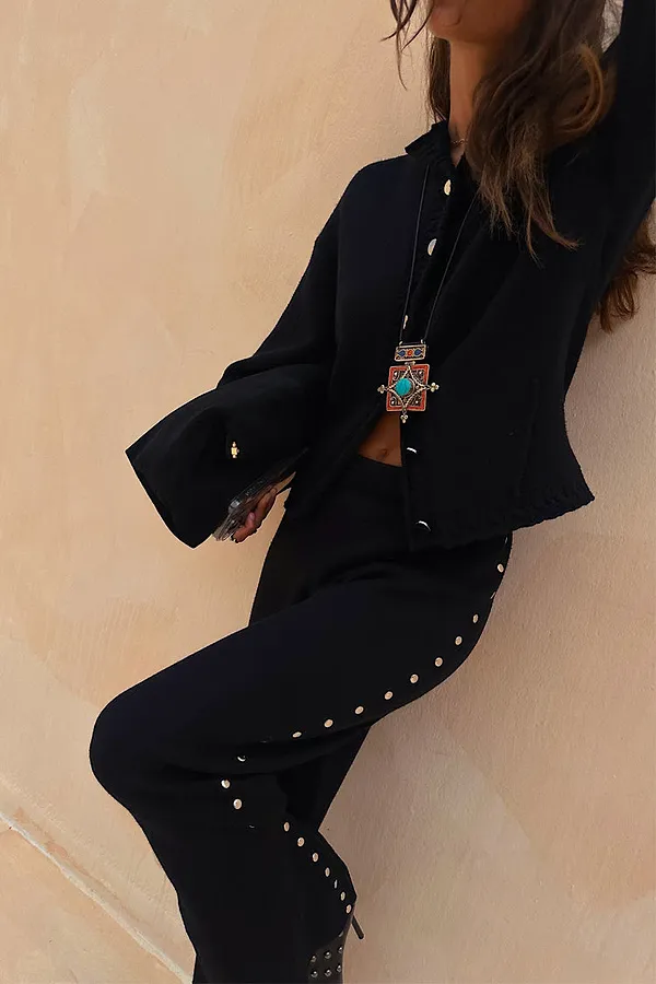 Never Fully Dressed Black Studded Cardigan
