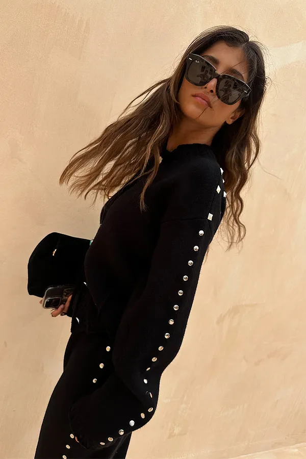 Never Fully Dressed Black Studded Cardigan