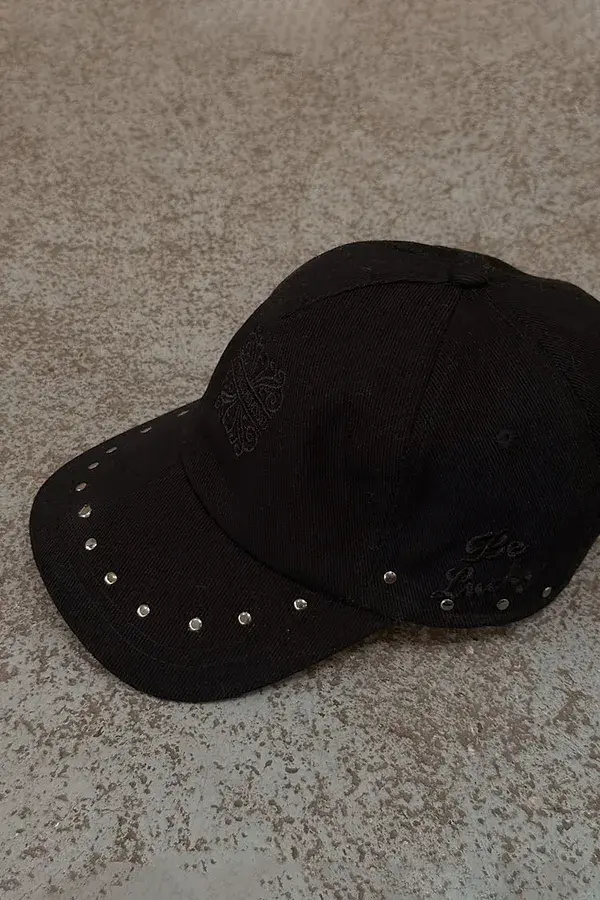Never Fully Dressed Black Studded Denim Cap