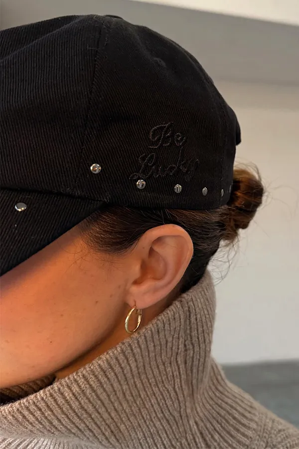 Never Fully Dressed Black Studded Denim Cap