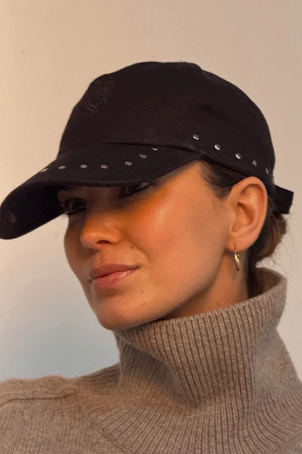 Never Fully Dressed Black Studded Denim Cap