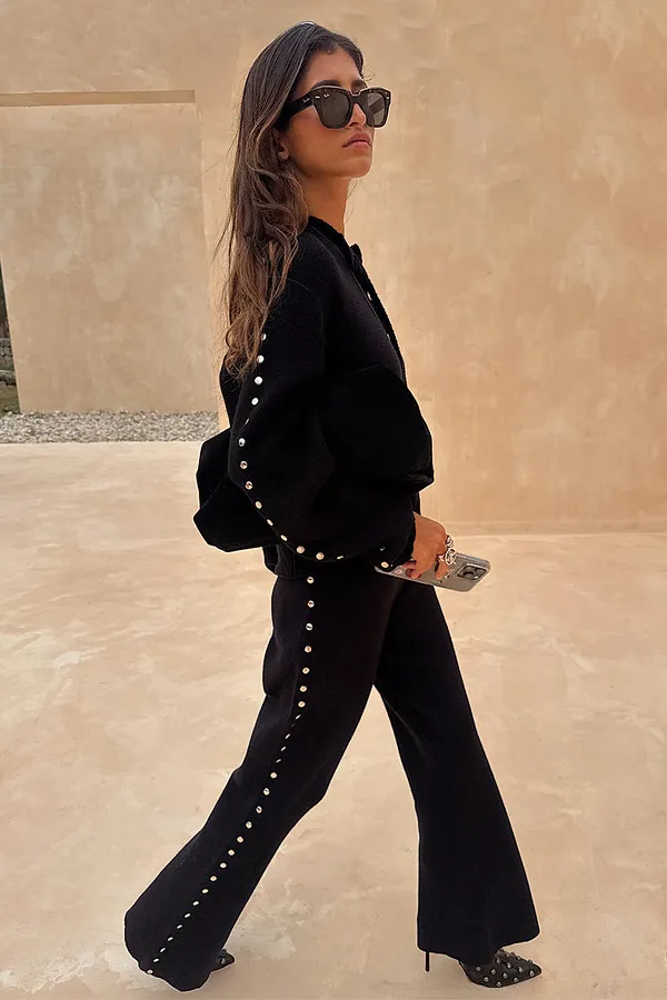 never fully dressed Black Studded Knit Trousers