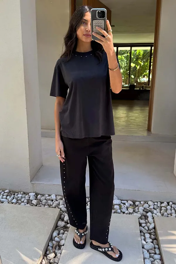 Never Fully Dressed Black Studded T-Shirt