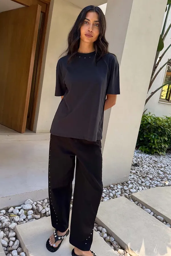 Never Fully Dressed Black Studded T-Shirt