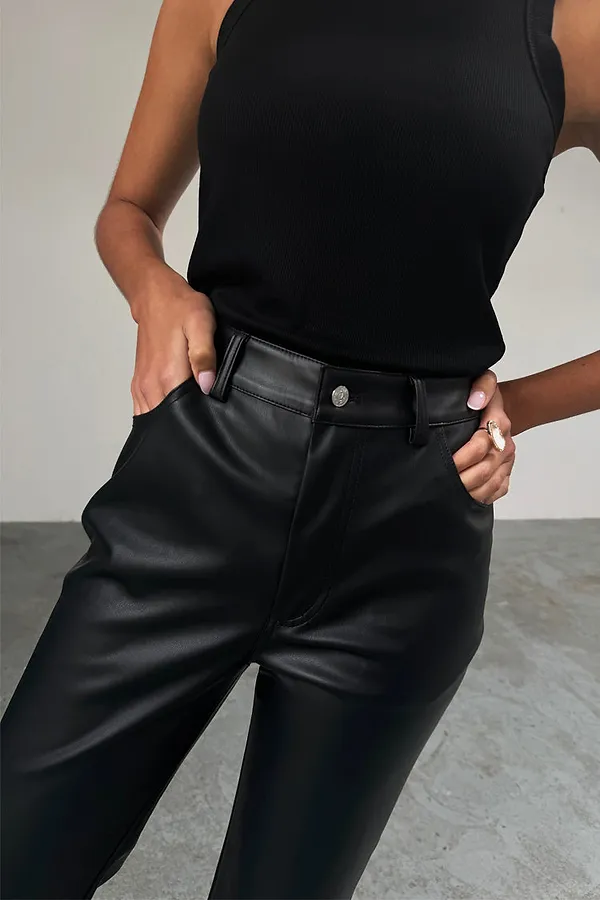 Never Fully Dressed Black Vegan Leather Trousers