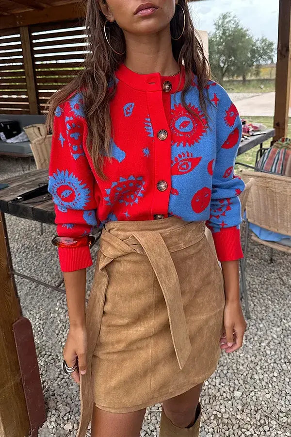 Never Fully Dressed Blue And Red Holly Cardigan