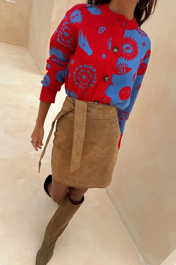 Never Fully Dressed Blue And Red Holly Cardigan