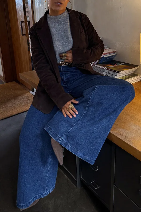 Never Fully Dressed Blue Denim Pallazzo Jan Jean