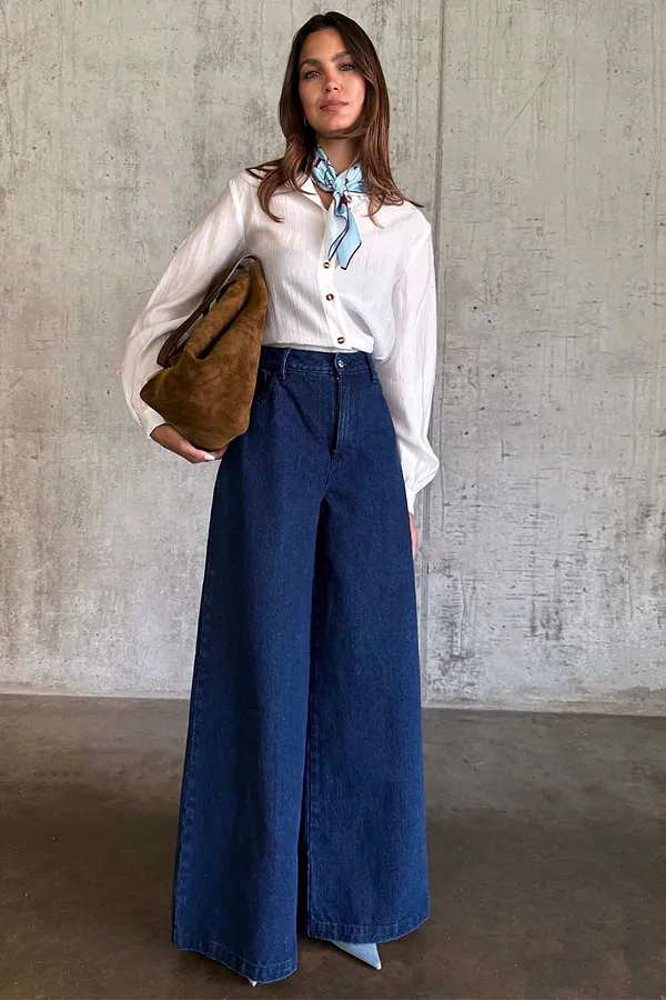 Never Fully Dressed Blue Denim Pallazzo Jan Jean