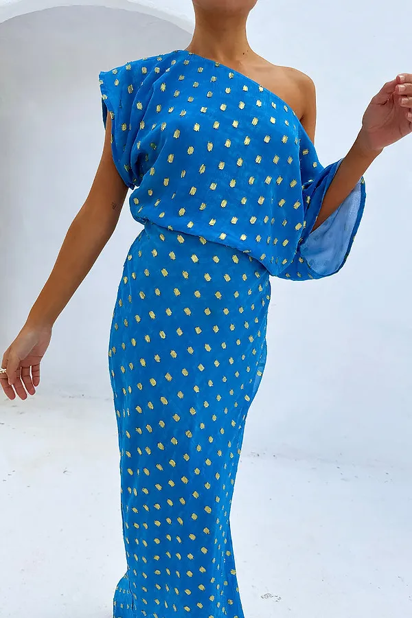 Never Fully Dressed Blue Jacquard Tilly Dress