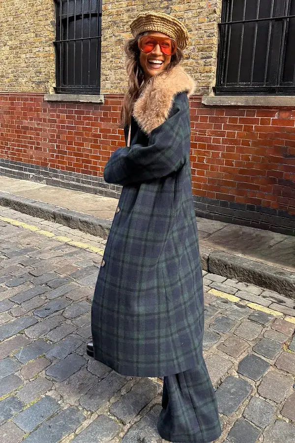 never fully dressed Blue Tartan Coat