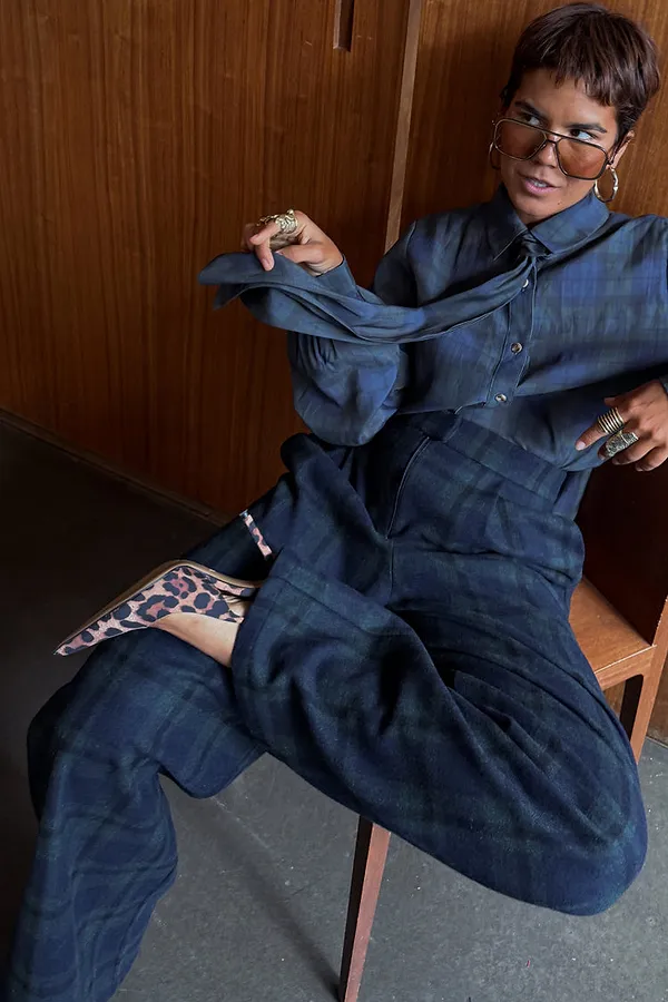 Never Fully Dressed Blue Tartan Sophie Trousers