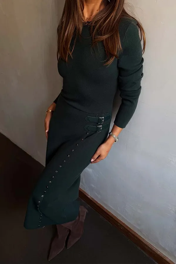 Never Fully Dressed Bottle Green Stud Sammie Dress