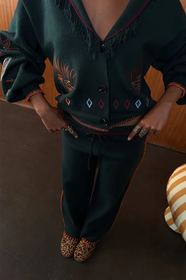 Never Fully Dressed Bottle Green Wide Leg Pants