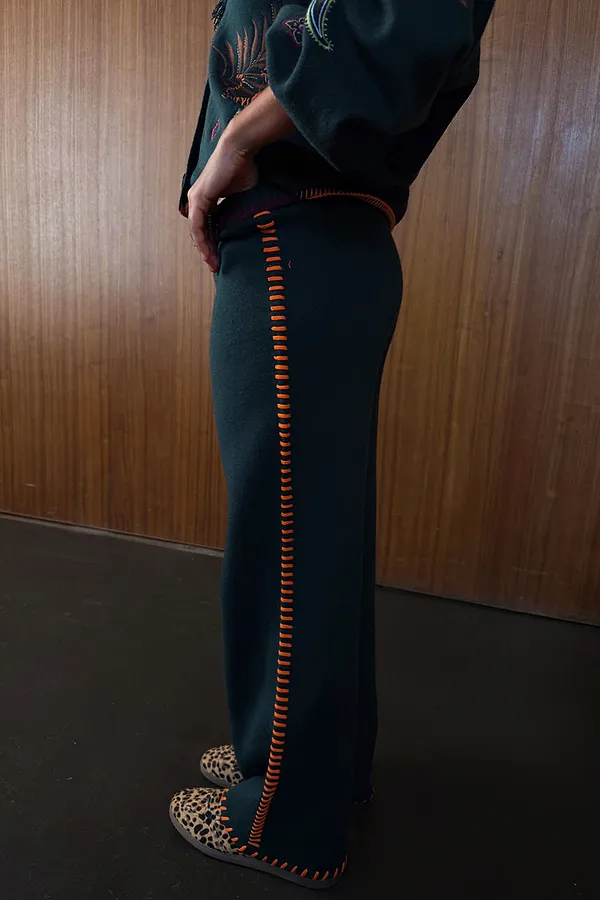 Never Fully Dressed Bottle Green Wide Leg Pants