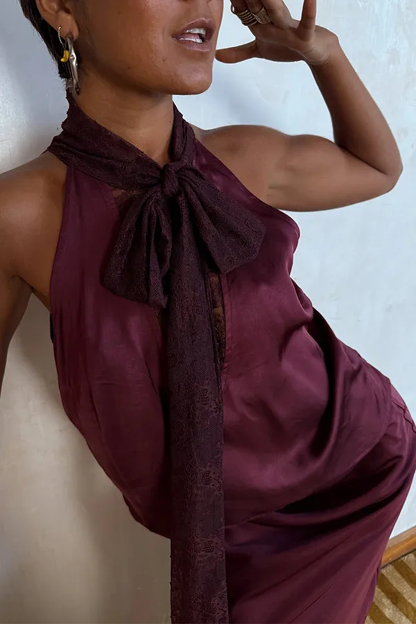 Never Fully Dressed Burgundy Lace Top