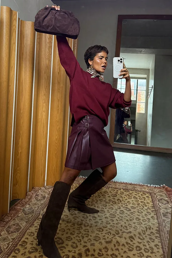 Never Fully Dressed Burgundy Mini Kilt Skirt