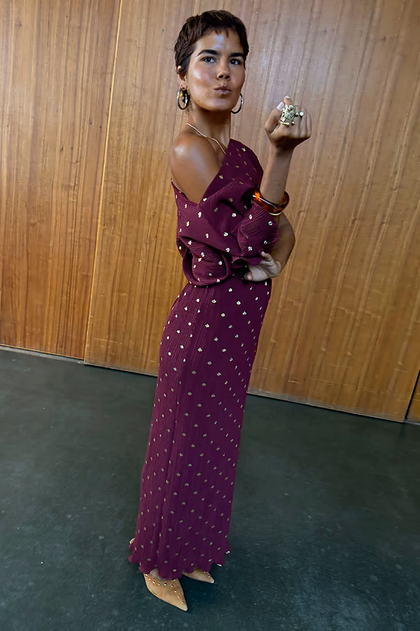 Never Fully Dressed Burgundy Tilly Dress Petite