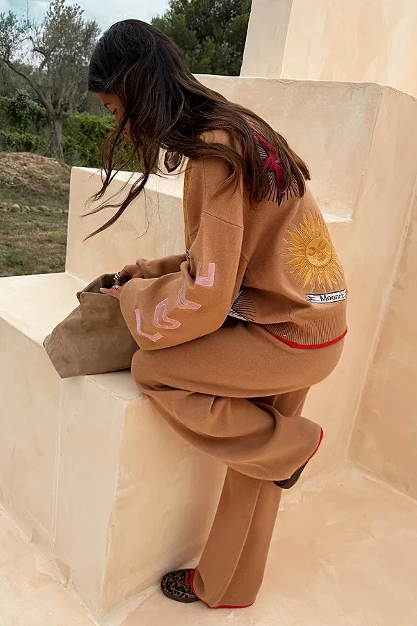 Never Fully Dressed Camel Wide Leg Joggers