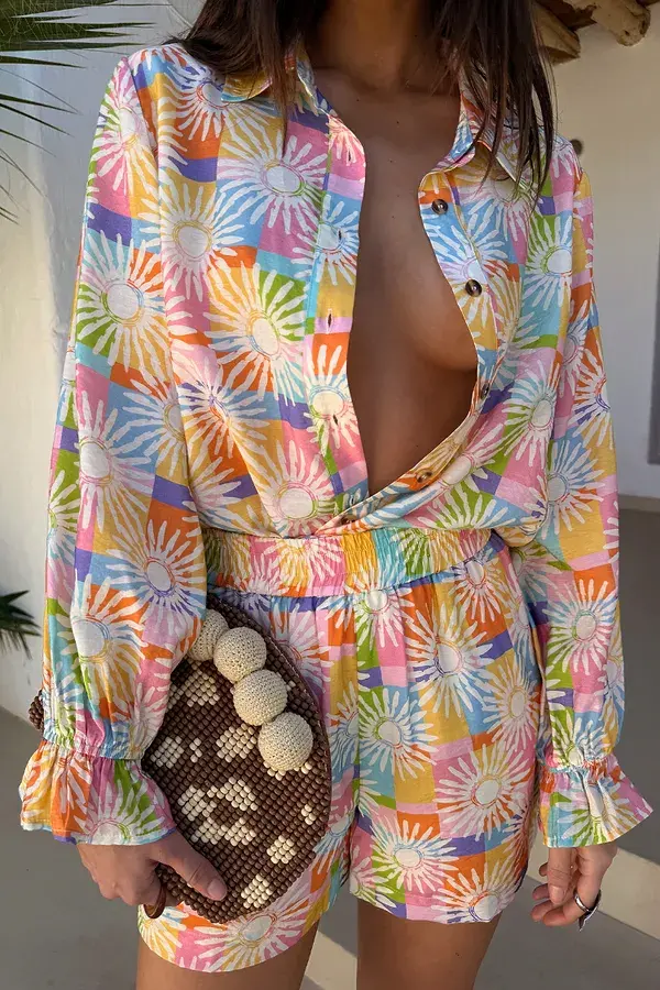 Never Fully Dressed Check Sun Geanie Shirt