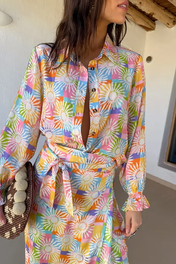 Never Fully Dressed Check Sun Geanie Shirt