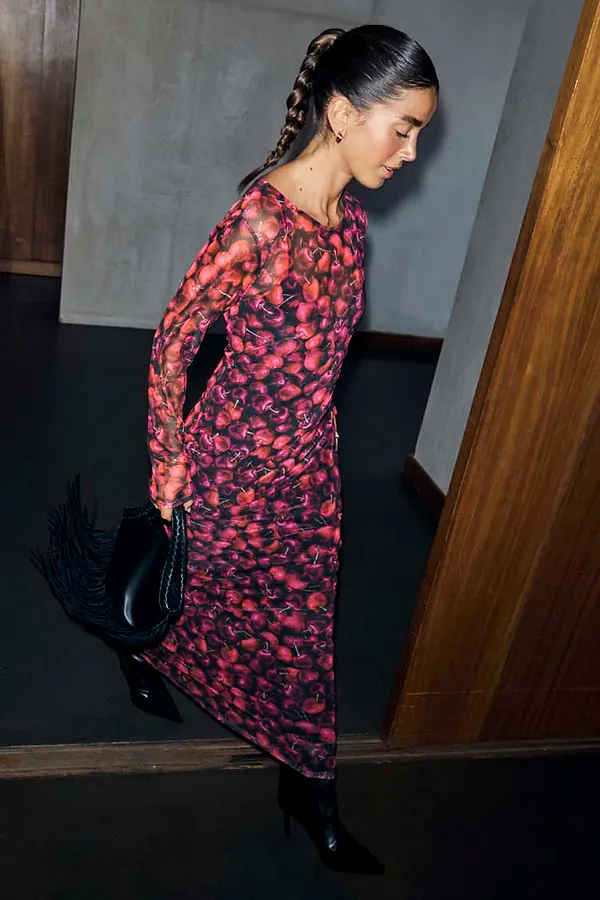 Never Fully Dressed Cherry Mesh Soho Dress Petite