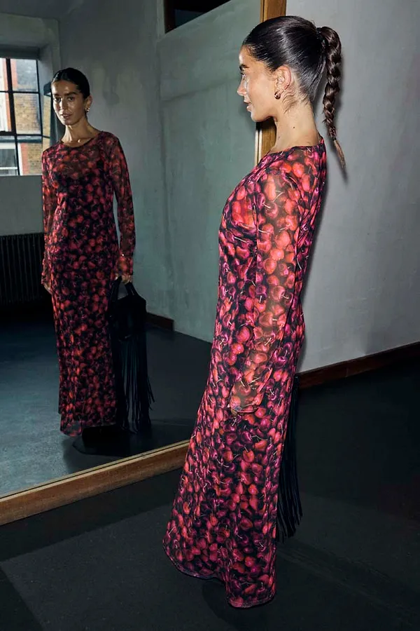 Never Fully Dressed Cherry Mesh Soho Dress Petite